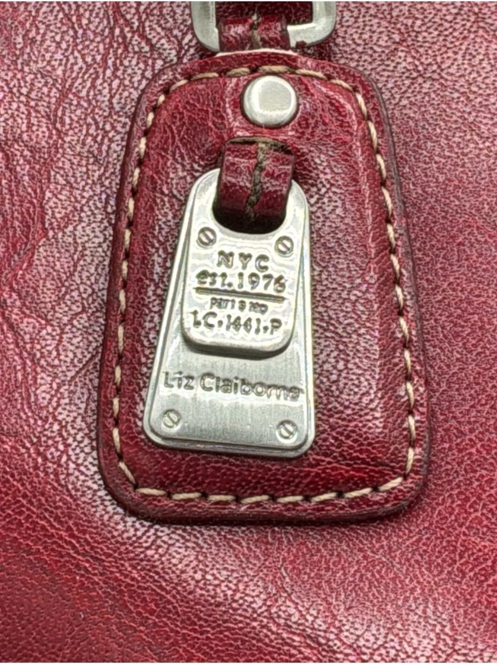 Liz Claiborne Deep Red Faux Leather Satchel NWOT